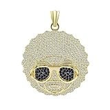 Moca Schmuck Iced Out Emoji Smiley Sonnenbrille Anhänger Halskette 18 Karat Vergoldet Bling CZ Simulierte Diamant Hip Hop Rapper Kette Halskette für Männer F