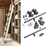 JHGJBJ Schiebetür Komplettset Trittleiter Barn Door Hardware Schiebetuerbeschlag Treppenleiter Laufschiene Für Schiebetür Hängeschiene Montage-Set Leiter Schiebetürsystem L