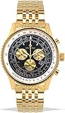 LOUIS XVI Herren-Armbanduhr Artagnan Stahlband Gold Schwarz Chronograph Analog Quarz Edelstahl 982