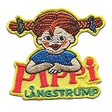 Pippi Langstrumpf © mit Logo - Aufnäher, Bügelbild, Aufbügler, Applikationen, Patches, Flicken, zum aufbügeln, Größe: 6 x 5,5