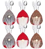 Weihnachten Bestecktasche Besteckbeutel ZSWQ 6 PCS Weihnachten Tischdeko Christmas Motiv Besteck Messer Gabel Löffel Besteckbeutel Weihnachten Deko Wichtel W