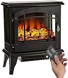 Elektrischer Kamin mit Flammeneffekt,51x28x59cm,Energie Sparen LED-Flammeneffekt 3D realistischer Feuer Kaminofen elektrisch freistehend Heizleistung stufenlos regelbar, geräuscharm, schw