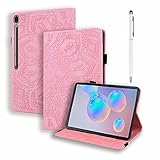 HUOCAI Hülle für Samsung Galaxy Tab S6 10.5 SM-T860/T865 2019 Schutzhülle PU Leder Taschehülle Flip Brieftasche Stand Tablet Hülle mit Kartenschlitz Stifthaltern, R