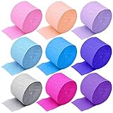 YAXIDAEVER 9 Rollen Krepppapier, Krepppapier Party Luftschlangen,Kreppbänder Krepppapier Bunt Set, Dekorationen für Hochzeiten und Feste(4.5cm*20m/Rolle)