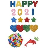 242 Stück Glitter Schaumstoff Aufkleber,Selbstklebendes Moosgummi Sternbuchstabe Herzzahl Tiergeometrie Symbolform Funkelnder Aufkleber,Dekorationen für Kinder Basteln Kreative DIY Kartenherstellung