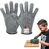 Reinalin Schnittsichere Handschuhe für Kinder, Küchenhandschuhe mit Hoher Schnittschutz der Leistungsstufe 5 für 8-12 Jährige,Lebensmittelkontaktqualität (XS, Grau)…