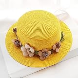 HAOQIANG Sommer Neue Frauen Sonnenhut Eimer Hut Spitze Bogen Blume Band Strohhut Strandhut Kind48-52cm 1
