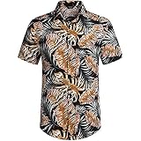T-Shirt r071 Herren-Hawaii-Hemd, locker, lässig, Strandhemd, Knopf-Revers-Druck-H