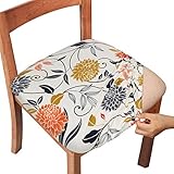 TFlower Stretch Stuhlbezug Sitzfläche Weich Stuhlhussen Sitzbezug Stuhl Bürostuhl Bezug für Esszimmerstühle Abwaschbar Schonbezug Hussen für Stühle, 4 Stück