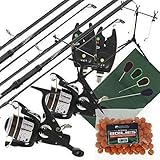 2 X Karpfen Sucher Fischen Stangen + 2 X Max 40 2BB Rollen + 2 X VX1 Bissanzeiger + Session Angelrute Gehäuse + Quickfish Matte + 4 St.Werkzeuge & Fischkö