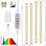 GREENSINDOOR LED Pflanzenlampe für Zimmerpflanzen, Vollspektrum LED Pflanzenstreifen mit Timer, 48LED / 4 dimmbare Ebenen, Sonnenähnliche 40W LED wachsen Lichtstreifen für Sämlinge Hydroponics G