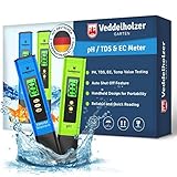 Veddelholzer pH Wert Messgerät pool Thermometer, pH TDS EC und Temperatur 4 in 1 Set, ph Tester(ATC) für Trinkwasser/Schwimmbad/Aquarium/Pool, Leitwertmessgerät mit hoher Genauigkeit und LCD Display