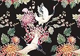 decomonkey Fototapete selbstklebend Blumen Japan Asien Orient 441x315 cm XXL Selbstklebende Tapeten Wand Fototapeten Tapete Wandtapete klebend Klebefolie Schwarz Rose Vog