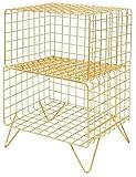 Aufbewahrungskorb Stabiles Goldenes Regal Schlafzimmer Nachttisch Kleines Eisen Metall Bücherregal Bodengitter Lagerregal Langlebig (Color : Gold， Size : 39.5×32×81.5cm)