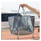 aolongwl Strandtasche, Luxuriöse Tauchgewebe Neopren Atmungsaktive Tasche Schulter Große Kapazität Casual Tote Bag Top-Griff Taschen Umhängetaschen (Color : Metallic Silver)