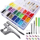 MOOING Snaps Zange mit 360 Set T5 Druckknöpfe in 24 Farben Nähfrei Zubehöre in Organizer, Hochwertige Kunststoff Tasten Kunstharz Druck Knopf,Nähfrei Buttons für DIY B