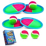 Weokeey Klettballspiel für Kinder, Klettball Set mit 4 Schläger und 4 Bälle Kinderspielzeug Wasserdicht Wurf Spiel Kinderspiele ab 2 3 4 5 6 Jahren Junge Mädchen Partyspiele Familiensp