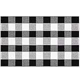 Buffalo Karo-Teppich, schwarz-weiß, kariert, Baumwolle, handgewebt, Fußmatte, waschbar, für Veranda, Küche, Bauernhof, Vorleger (70,5 x 100,9 cm)