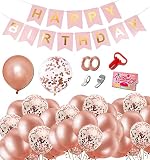 AMDXD Luftballons Rosegold Set, 32 Stück Heliumgas für Luftballons, Rosegold Konfetti Helium Balloons mit Bändern, Latex Ballons für Hochzeit, Geburtstag, Babyparty, Graduierung, Deko, 12 Z