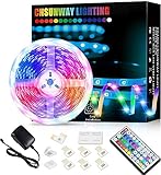 LED Strip Lichtband 5M, CNSUNWAY RGB SMD 5050 LED Streifen Selbstklebend, Farbwechsel Led lichterkette mit Fernbedienung LED Band Leiste für die Beleuchtung von Haus, Party, Kü