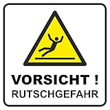 Vorsicht Rutschgefahr Schild | 20 x 20 cm | Hinweisschild 3mm | stabile Hartschaump
