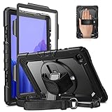 CaseBot Hülle für Samsung Galaxy Tab A7 10.4 2020, 360° Drehbar Stände mit Handschlaufe Schultergurt für Tab A7 10.4 Zoll SM-T500/T505/T507 Stoßfeste Schutzhülle, Schw