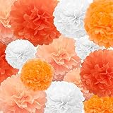 Seidenpapier PomPoms Papierblume 22 Stück Orange, Pfirsich, Weißes Papier Blumenkugel für Geburtstag Bachelorette Hochzeit Baby Shower Brautdusche Party Dek
