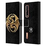 Head Case Designs Offizielle Zugelassen Anne Stokes Dragon Medal Tribal Feuer Leder Brieftaschen Handyhülle Hülle Huelle kompatibel mit Oppo Find X2 Pro 5G