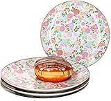 RITZENHOFF & BREKER 4-teiliges Kuchenteller-Set Sweet Flower I Geschirr-Set für 4 Personen I Frühstücksteller mit Blumen-Dekor I Hochwertige Dessertteller I 4 Porzellanteller mit Ø 20