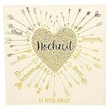 Depesche 8211.044 Glamour Glückwunsch-Karte zur Hochzeit, hochwertige Hochzeitskarte mit glitzernden Elementen, ohne Innentext, inkl. Umschlag, 15,5 x 15,5