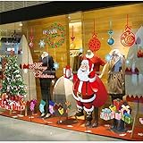 EDOTON Fensterbilder von Weihnachtsmann für Weihnachten Vitrine Dekoration Fensterdeko Set Selbstklebend Abnehmbare PVC Aufkleber Winter Dekoration 4 Stück