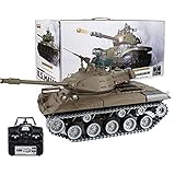 Tosbes RC Panzer, 2.4GHz Ferngesteuerter Militär-Panzer mit Schussfunktion, Rauch und Sound, inkl. Akku, Ladegerät und Fernsteuerung, Amerikanischer M41A3 Kampfpanzer im Maßstab 1:16