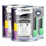 myPAINT®️ 2in1 Buntlack (2,25L, RAL 9005 Tiefschwarz) seidenmatter Acryllack - Lack für Kinderspielzeug - Farbe für Holz - Holzfarbe Innen - Made in Germany