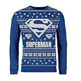 London Co. DC Superman Logo Blue Unisex Christmas Knitted Jumper S