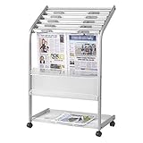 JTRHD Zeitschriftenständer Broschürenständer Mobile Magazine Literatur Broschüre Kataloghalter Rackwagen Messe Anzeige für Broschüren und Zeitschriften (Farbe : Silver Gray, Size : 63.5x43x98)