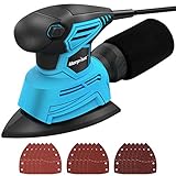 Morpilot 14000 RPM Mehrzweckschleifer, 130W Elektroschleifer mit Staubbox, inklusive 18 Blatt Sander Papier, geeignet zum Schleifen und Polieren von Holz, 6x P80/180/240