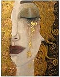 Diy Malen Nach Zahlen Erwachsene für Kinder Handgemalt ölgemälde Kits Küche Stiften auf Vorgedruckt Gustav Klimt Goldene Tränen  Geschenk Leinwand Anfänger Farbe Acryl Malerei Ohne Rahmen 40X50CM