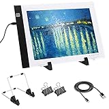 INSANYJ LED Licht Pad,Leuchttisch einstellbare Helligkeit,Diamond Painting zubehör mit USB Kabel Abnehmbaren Ständer und Clips,Ideal für Diamant Malerei,Designen,Zeichnen Sk