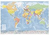 Weltkarte Länder der Erde, Großformat mit beidseitiger Laminierung, beschreibbar/abwischbar, 140 x 100 cm, politischer Stand 2020, Neuauflage, deutsche V