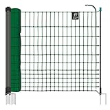 VOSS.farming Geflügelnetz 112cm farmNET 25m, Hühnerzaun Geflügelzaun Hühnernetz, 9 Pfähle 2 Spitzen, Grün, ohne S