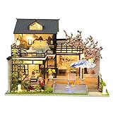 Holzpuppenhaus mit Möbel-Bastelsets für Erwachsene, Miniatur-3D-Gewächshaus-Kit, DIY-Holzpuppenhaus-Kit mit LED-Licht, plus Staubschutz und Musikbewegung, Geburtstagsgeschenk für Frauen und M