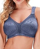 Wingslove Damen Wireless Minimizer BH Plus Size Nicht Gepolstert Soft Full Figure Bra, Grau/Blau, 80B