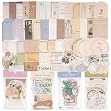 (120Stk) 80 Stk Vintage Scrapbook Deko Papier mit 40 Stk Scrapbooking Sticker Washi Aufkleber DIY Papier Dekoration für Scrapbook Kalender Notizbuch Tagebuch Fotoalbum usw. (Gruppe A)