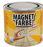 Magnetfarbe - Magnetische wandfarbe - 0,5 Liter - für eine Fläche von 1,5m² - 5m² - Farbe für die Wand wirkt magnethaftend - Grundfarbe kann nach Trocknung beliebig überstrichen und gestaltet w