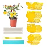 Klebrige insektenfallen,Gelbfalle, Gelbtafeln, Gelbsticker Fliegenfänger, für Topfpflanze Balkon, Garten - Against aphids, Mücken,Nematoden,weiße fliegen,trauermücken blattläuse (Gelbe 48 Stück)