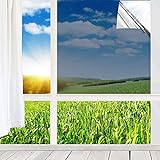 Fenster Spiegelfolie Selbstklebend Sonnenschutzfolie Spionfolie Dachfenster 99% UV-Schutz Fensterfolie, 44x400cm Silb