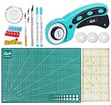 Homewit Rollschneider Stoffschneider Set, Schneidematte A3 + Rollschneider + Patchwork lineal Set & Einige Klein Nähzubehör Selbstheilende Schneidematte Set für Patchwork, Quilting und S