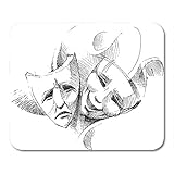 Mauspads Unterhaltung Schwarz Silhouette Theater Masken Emotion Schauspieler Comedy Symbol Mauspad für Notebooks, Desktop-Computer Matten Bü