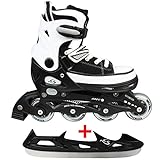 Cox Swain Sneak Kinder Inline Skates & Kinder Schlittschuh 2 in 1 - größenverstellbar ABEC5, schwarz, L (40-43)