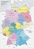 XXL DIN B1 (1000 x 700 mm) Verwaltungskarte Deutschland Bundesländer, Ländergrenzen, Regierungsbezirke, Landkreise Deutschlandkarte Poster (K703)